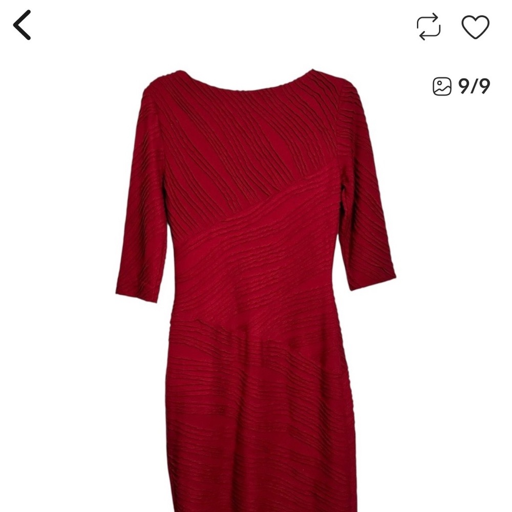 Donna Morgan Burgundy Textured Tie-Waist Midi Dress